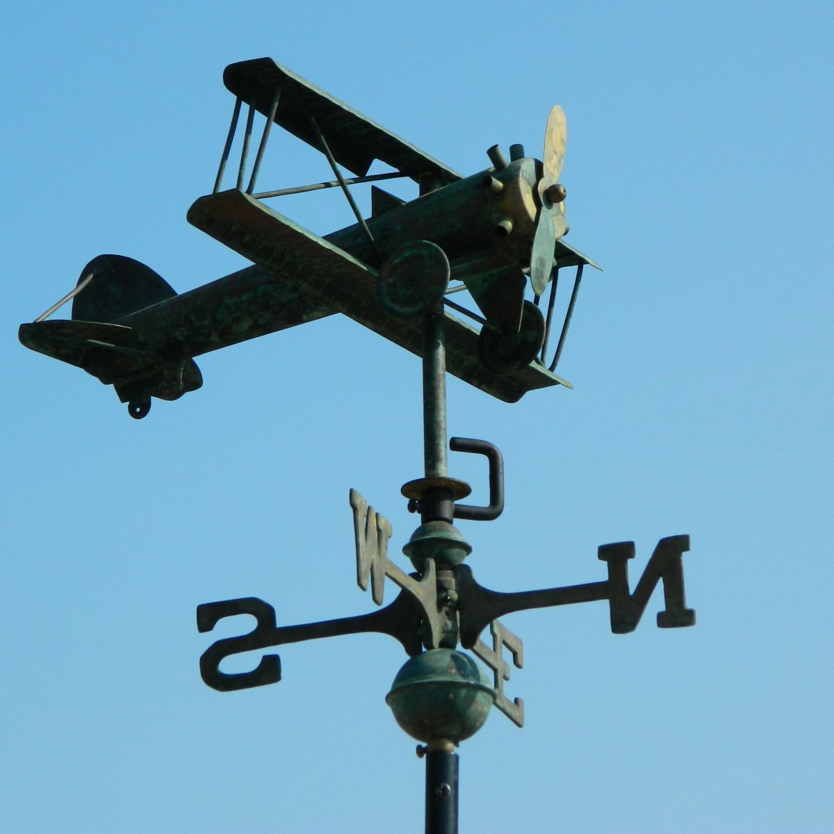 Aged Copper Cottage Aircraft Weathervane.jpg_1 Aged Copper Cottage Aircraft Weathervane